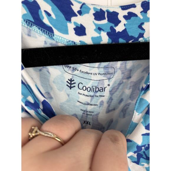 Coolibar Womens Oceanside Midi Dress XL Shift UPF 50+ Blue Geometric Print - Picture 3 of 8